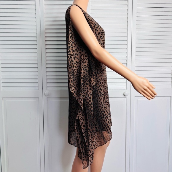JAY GODFREY Brown Leopard Print V-Neck Kimono Stastny Dress Size 2 - Picture 4 of 7